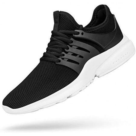 Men's Non Slip Gym Sneakers Lightweight Breathable Athletic Running Walking Tennis Shoes Black-White