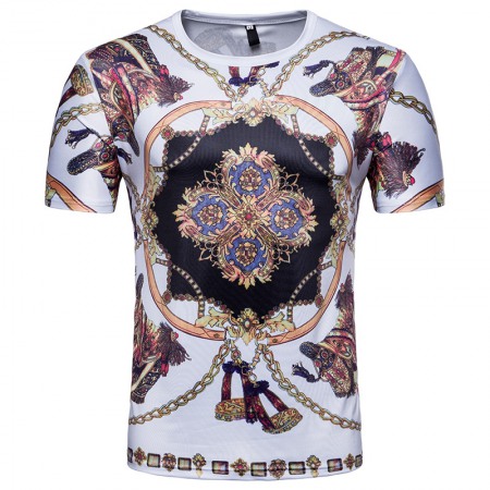 Men's 3D Short-Sleeved T-Shirt Palace Style Printing Pattern